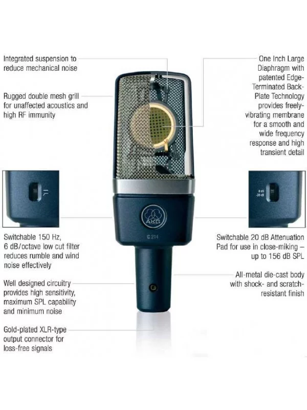 AKG C214 Large-Diaphragm Condenser Microphone 3 AKG C214 Large-Diaphragm Condenser Microphone - Image 3