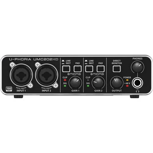 Behringer U-Phoria UMC202HD USB Audio Interface with MIDAS Preamps | 24-Bit/192kHz 3 Behringer U-Phoria UMC202HD USB Audio Interface with MIDAS Preamps | 24-Bit/192kHz - Image 3