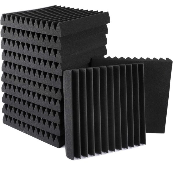 Acoustic Foam Panels 2" x 12" x 12" Wedges Tiles Fireproof Soundproof Foam Sound Absorbing Noise Cancelling Panels