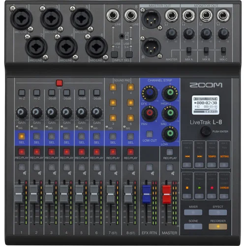 Zoom LiveTrak L-8 Portable 8-Channel Digital Mixer and Multitrack Recorder - Image 2