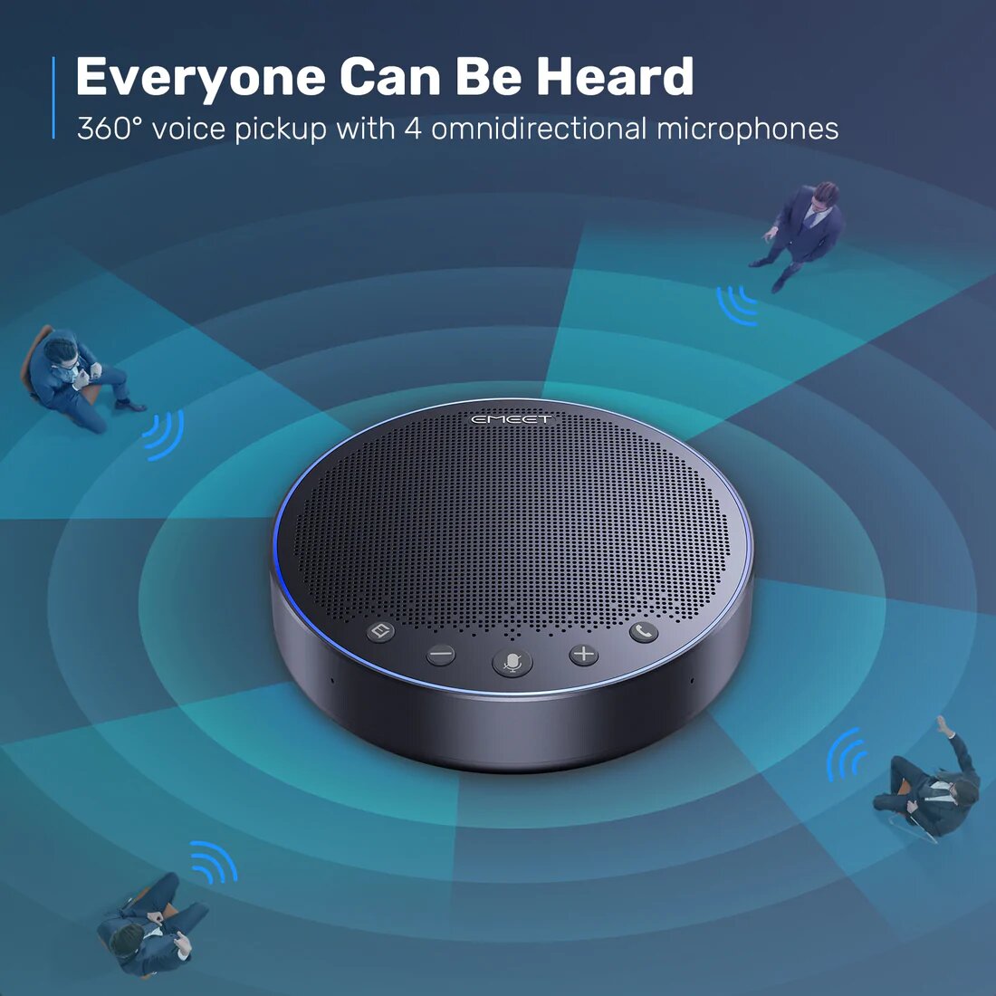 EMEET Conference Speaker and Microphone Luna 360° Voice Pickup w/Noise  Reduction/Mute/Indicator USB Bluetooth Speakerphone w/Dongle for 8 People  Daisy
