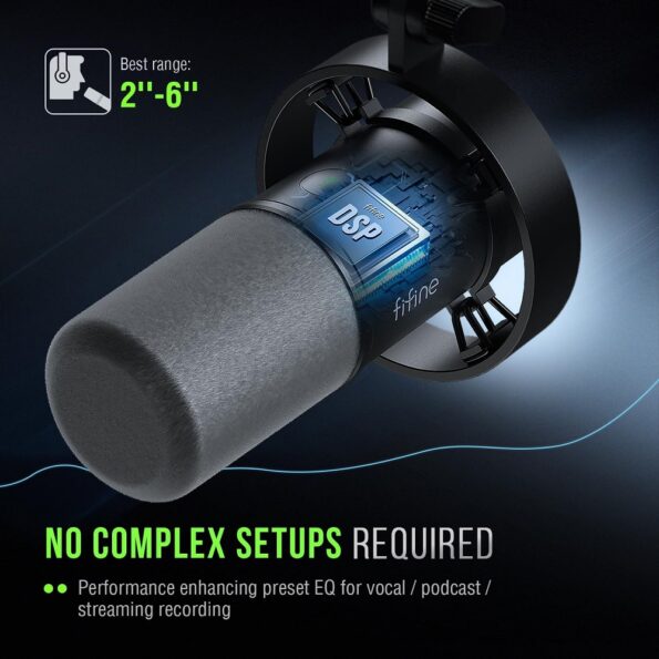 FIFINE K688 USB/XLR Dynamic Mic with Shock Mount, Touch-Mute, Headphone Jack, I/O Controls for Podcasting