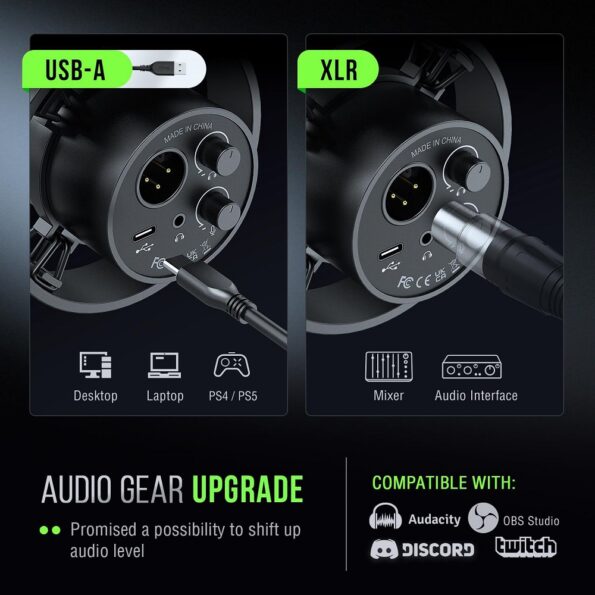 FIFINE K688 USB/XLR Dynamic Mic with Shock Mount, Touch-Mute, Headphone Jack, I/O Controls for Podcasting