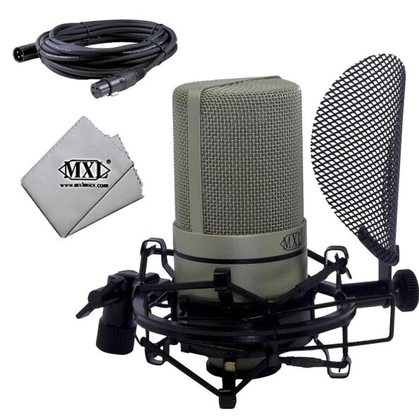 MXL 990 Complete Microphone Bundle with Integrated Pop Filter and Shockmount Kit