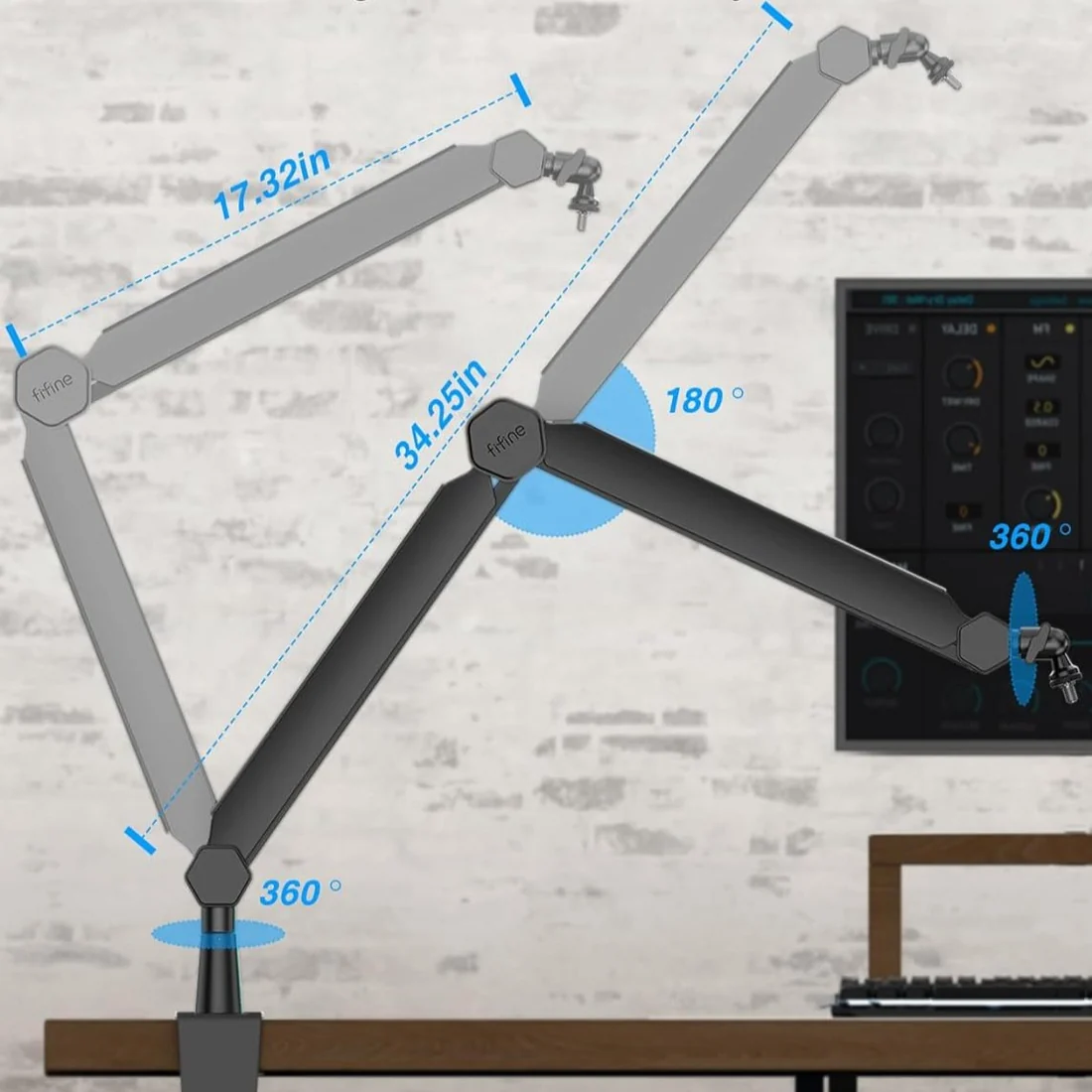 FIFINE BM66 Boom Arm Stand With 360° Rotatable Ball Head - Image 4