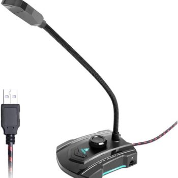 MAONO AU-GM31 USB Gaming Microphone with Gain Control and Audio Output Volume Control,Blac