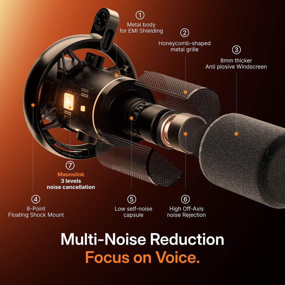 maono PD200WS Hybrid Wireless Podcast Microphone Kit with Boom Arm and Base 7 maono PD200WS Hybrid Wireless Podcast Microphone Kit with Boom Arm and Base