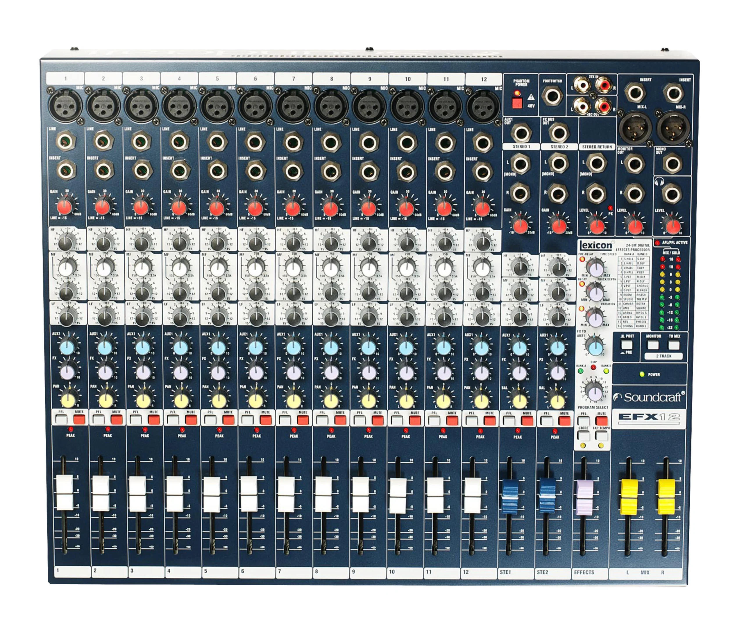Soundcraft EFX12 12-Channel Analog Mixer with Lexicon Effects 2 Soundcraft EFX12 - Front View